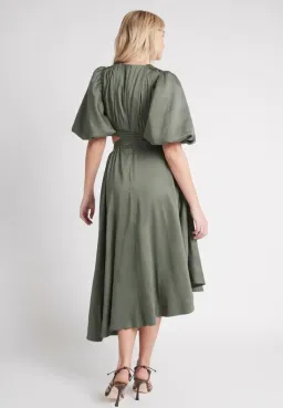 Aje Tidal Tucked Cut Out Midi Dress Green Size 8 for rent on The Volte - image 3