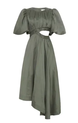 Aje Tidal Tucked Cut Out Midi Dress Green Size 8 for rent on The Volte - image 5