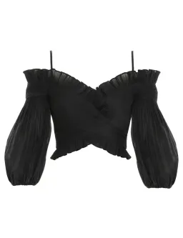Zimmermann Pleated off The Shoulder Top and Midi Skirt Set Black suitable fit Size 10 for rent on The Volte - image 3