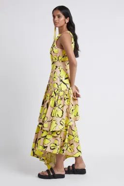 Aje Pelicano Citrus Bloom Racer Asymmetric Tiered Dress Print Size 8 for rent on The Volte - image 2