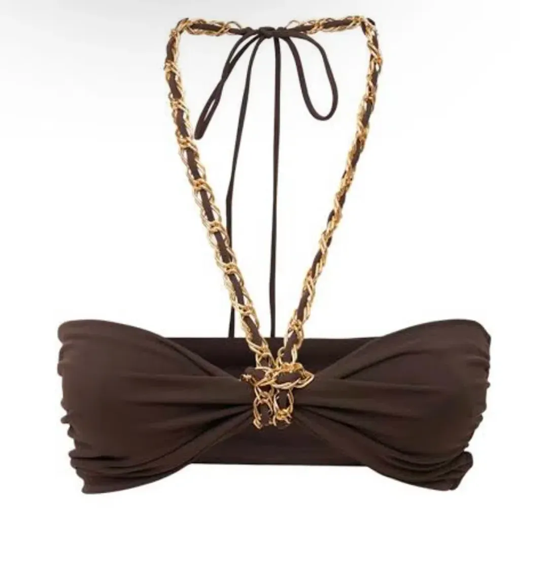 Bec & Bridge Joelene Chain Halterneck Crop Top Brown Size 6 for rent on The Volte - main image