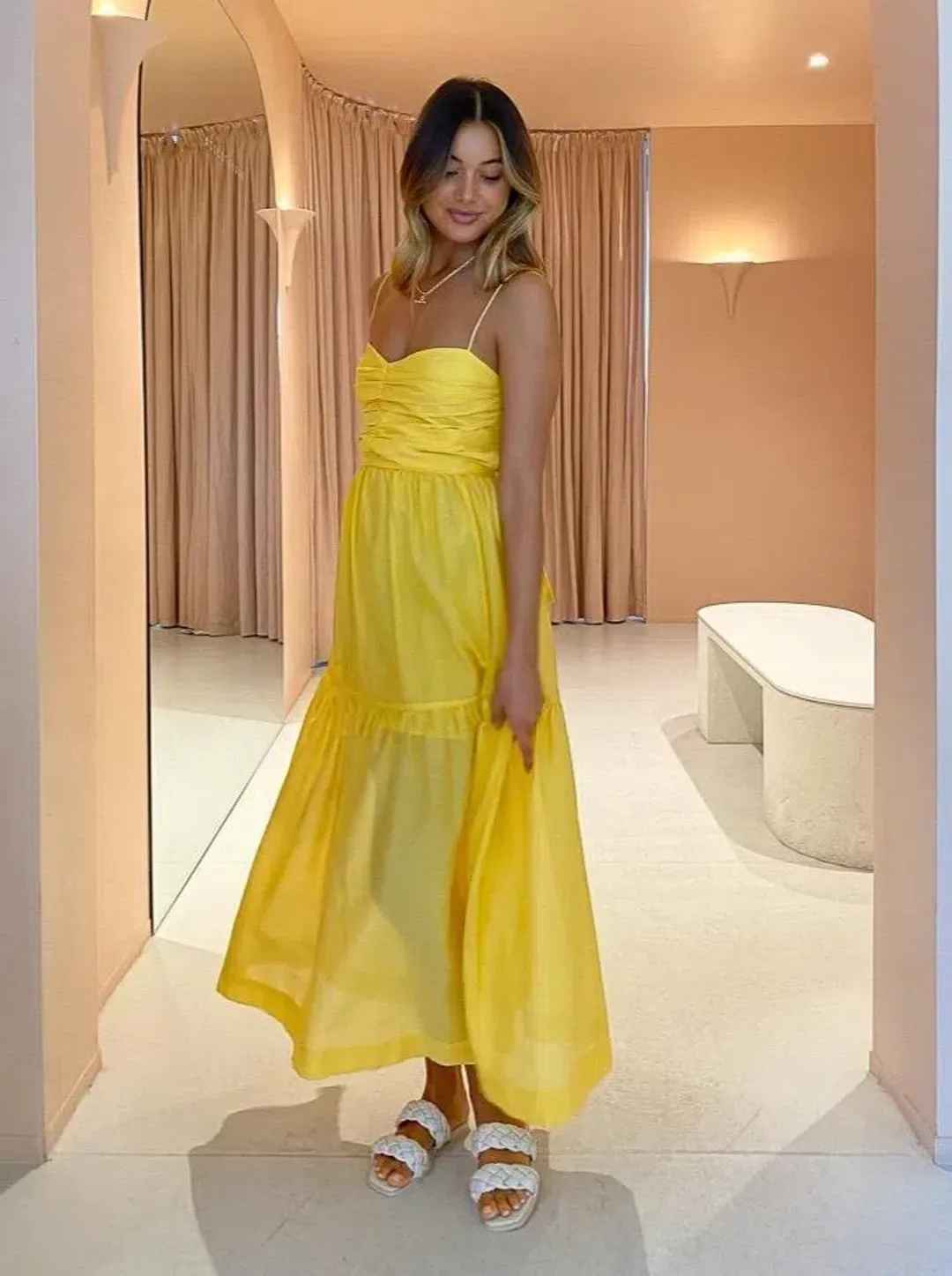 Bec & Bridge Papillon Dress In Honey Size 8  for rent on The Volte - main image