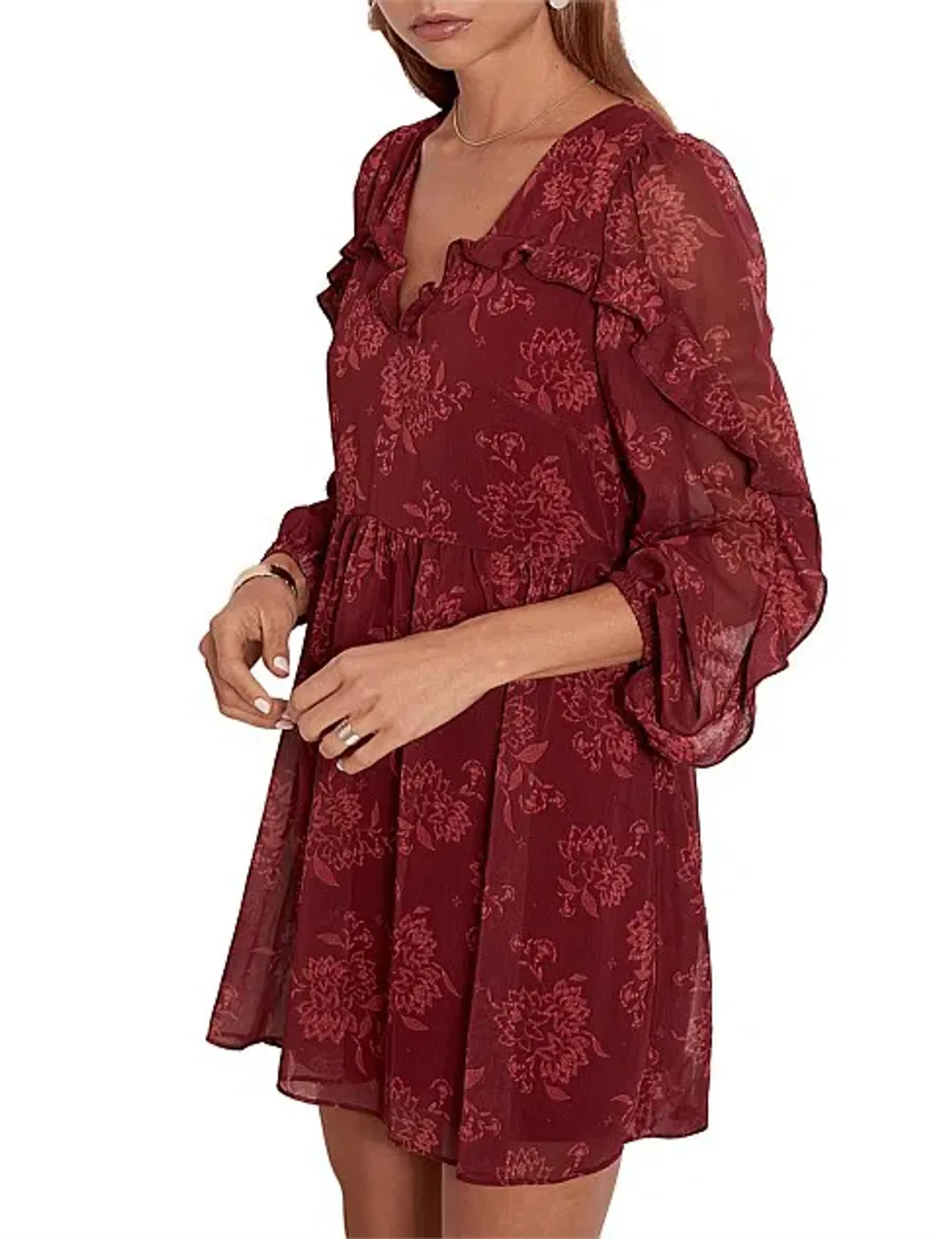 Steele Sahara Mini Dress Maroon Size Small for rent on The Volte - main image