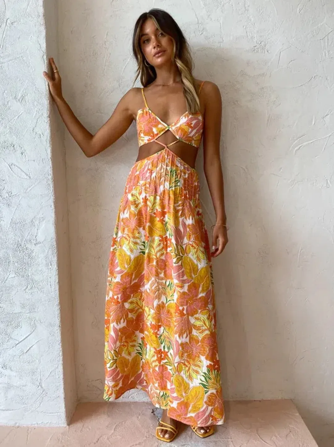 Issy Citrus Dress in Aloha Print Size 6 for rent on The Volte - main image