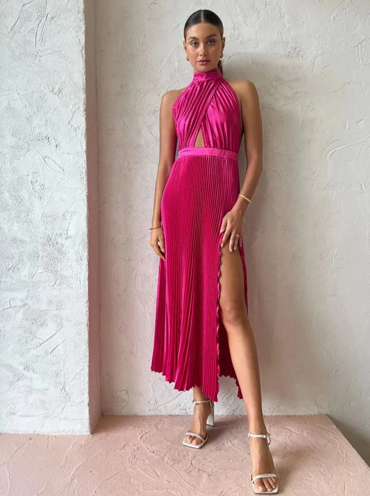 L'Idee Renaissance Split Gown in Punch Size 8 for rent on The Volte - main image