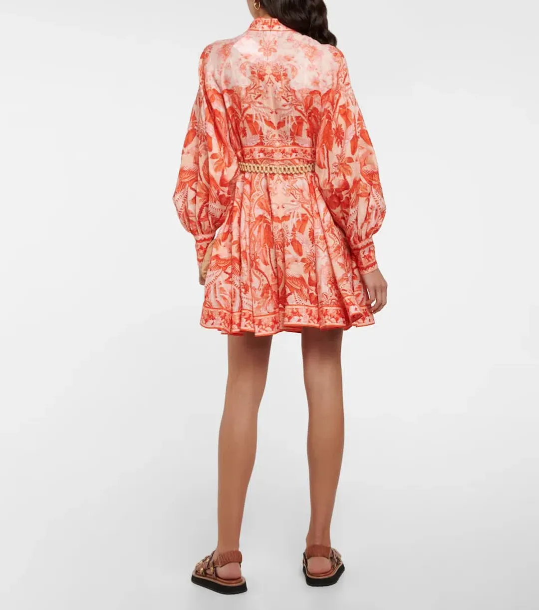 Zimmermann Lyre Billow Sleeve Mini Dress  Red Palm Size 1/Au 10  for rent on The Volte - main image