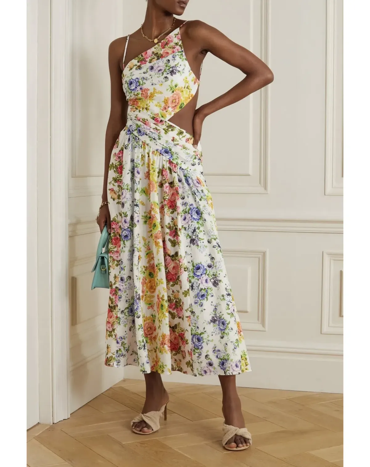Zimmermann Net Sustain Asymmetric Open Back Floral Print Size 1 / Au 10 for rent on The Volte - main image
