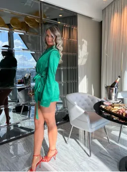 Khirzad Femme Amore Jacket Dress Emerald Green Size S / AU 8 for rent on The Volte - image 1