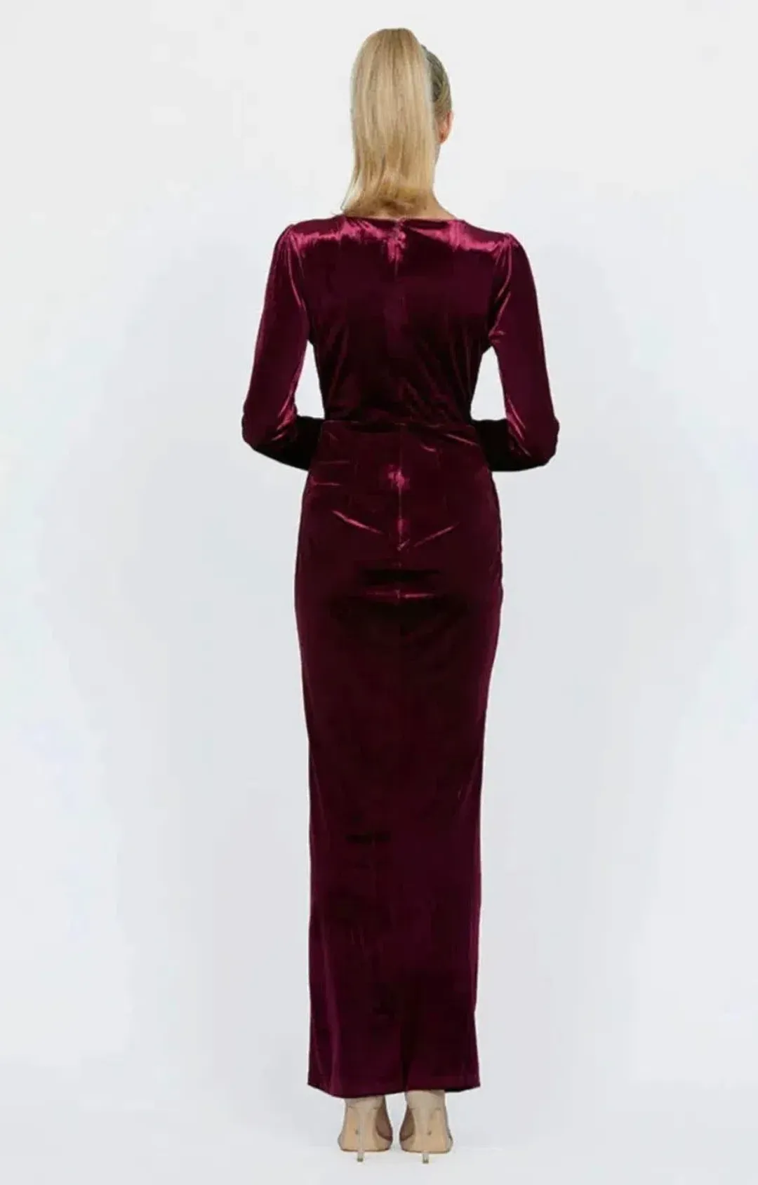 Bariano Isla Sleeve Maxi Dress in Velvet Red Size 8 for rent on The Volte - main image