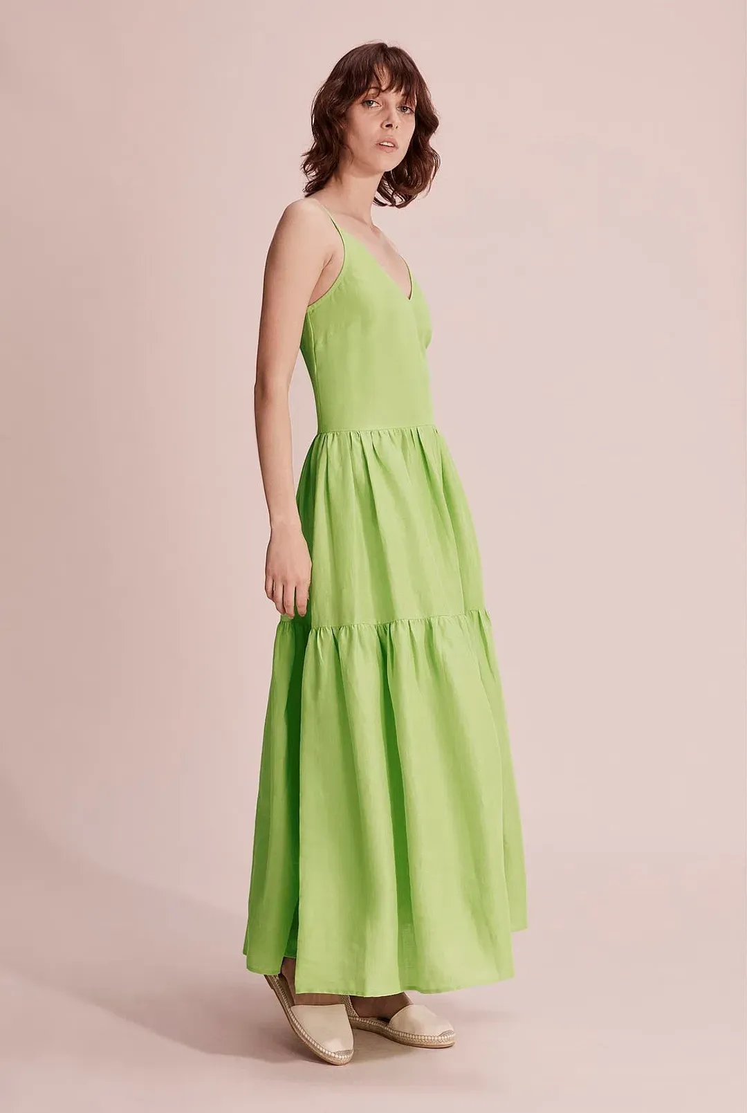 Country Road Tiered Maxi Dress Celery Green Size 12 for rent on The Volte - main image