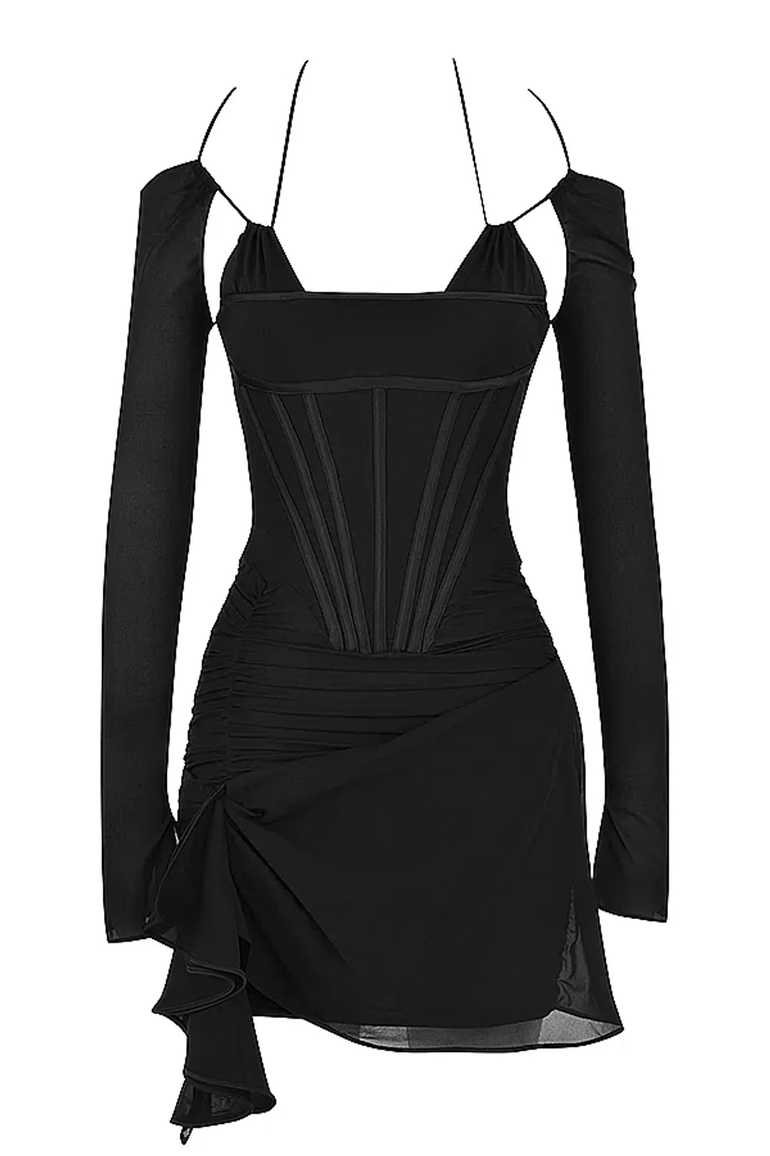 House of CB Gianna Real Silk Corset Mini Dress Black Size XS / Au 6 for rent on The Volte - main image