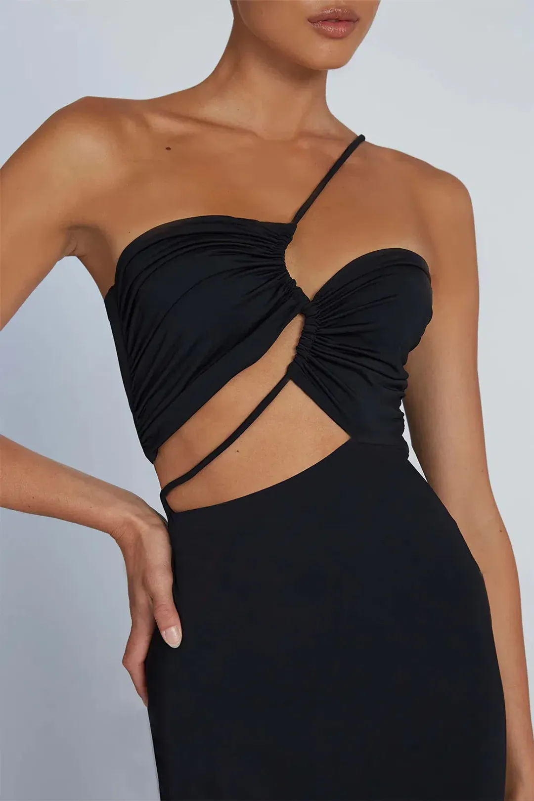 By Johnny Siya Splice Gather Dress Black Size 6 for rent on The Volte - main image