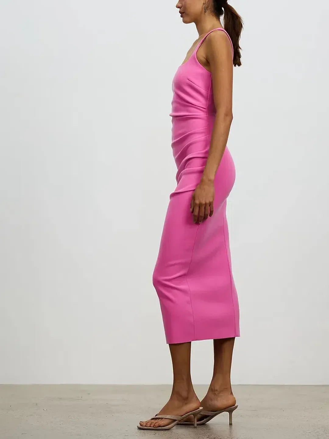 Bec & Bridge Karina Tuck Midi Dress In Bright Fuschia Size 8 for rent on The Volte - main image