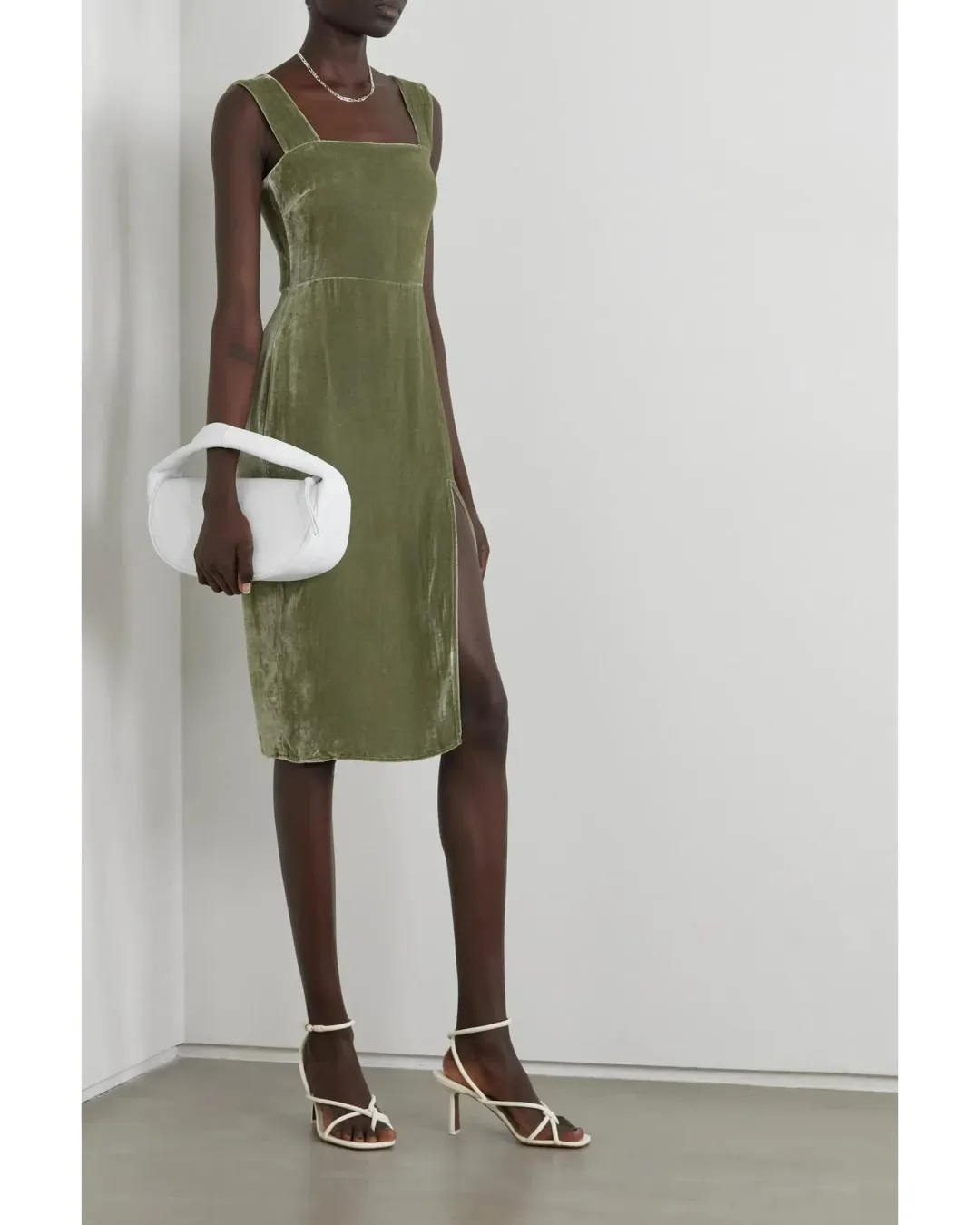 Reformation Velvet Midi Dress Artichoke Size AU 4  for rent on The Volte - main image