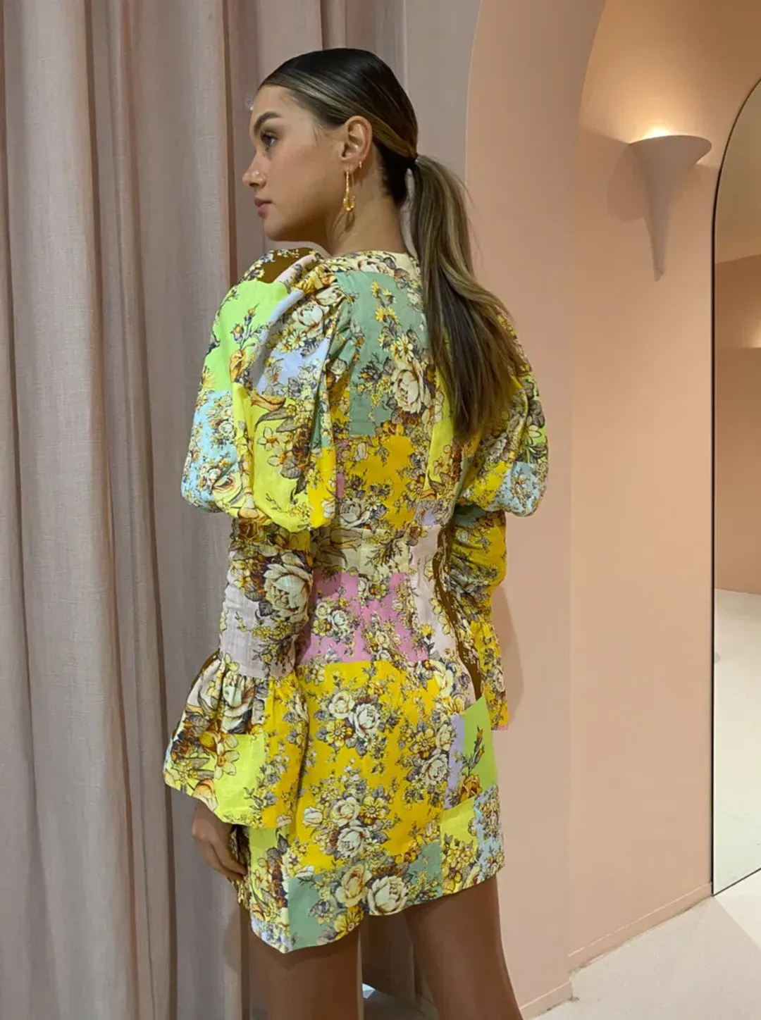 Alemais Matilde Puff Sleeve Mini Dress Print Size 10 for rent on The Volte - main image