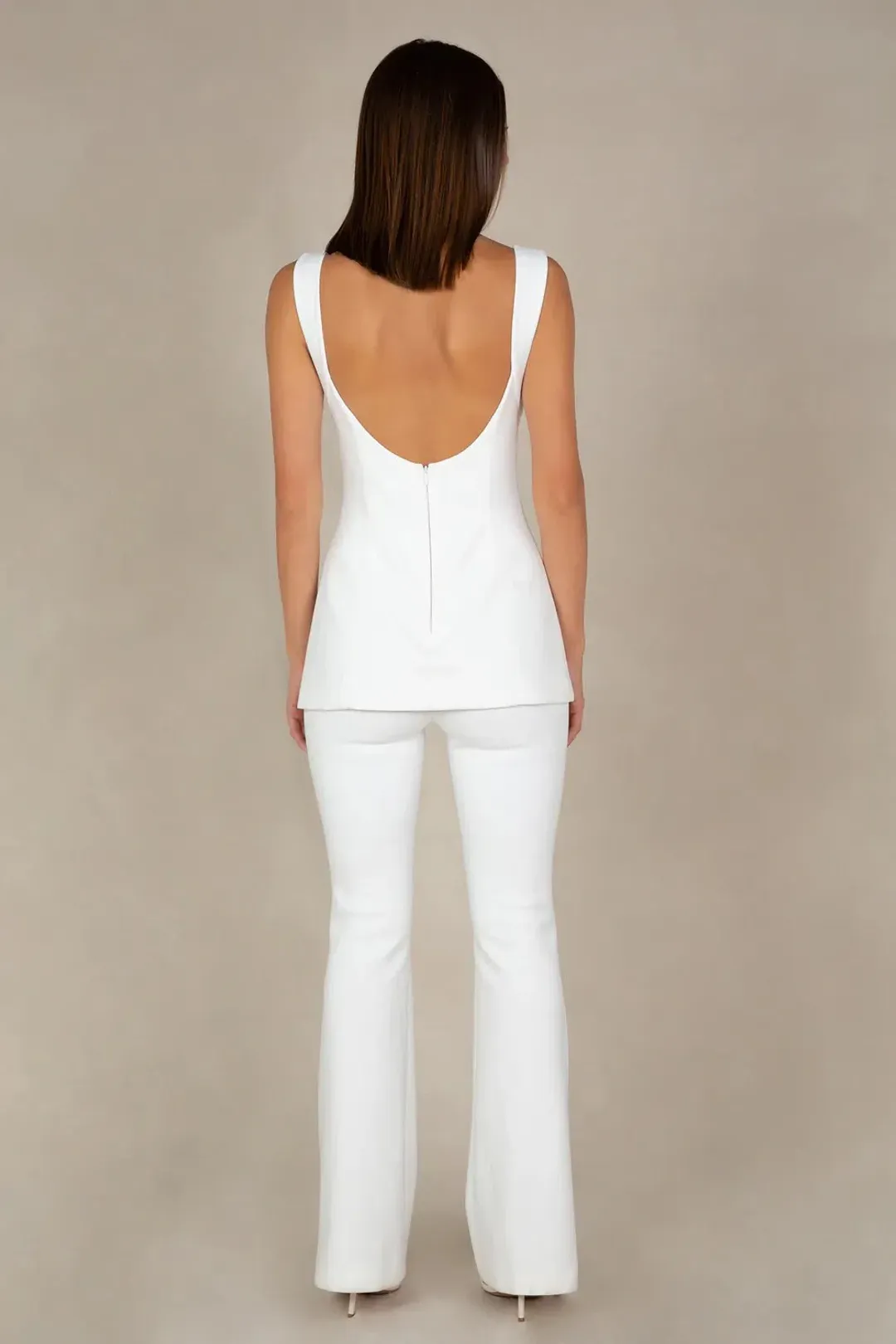 Misha Costanza Bonded Crepe Jumpsuit White Size 10/M for rent on The Volte - main image