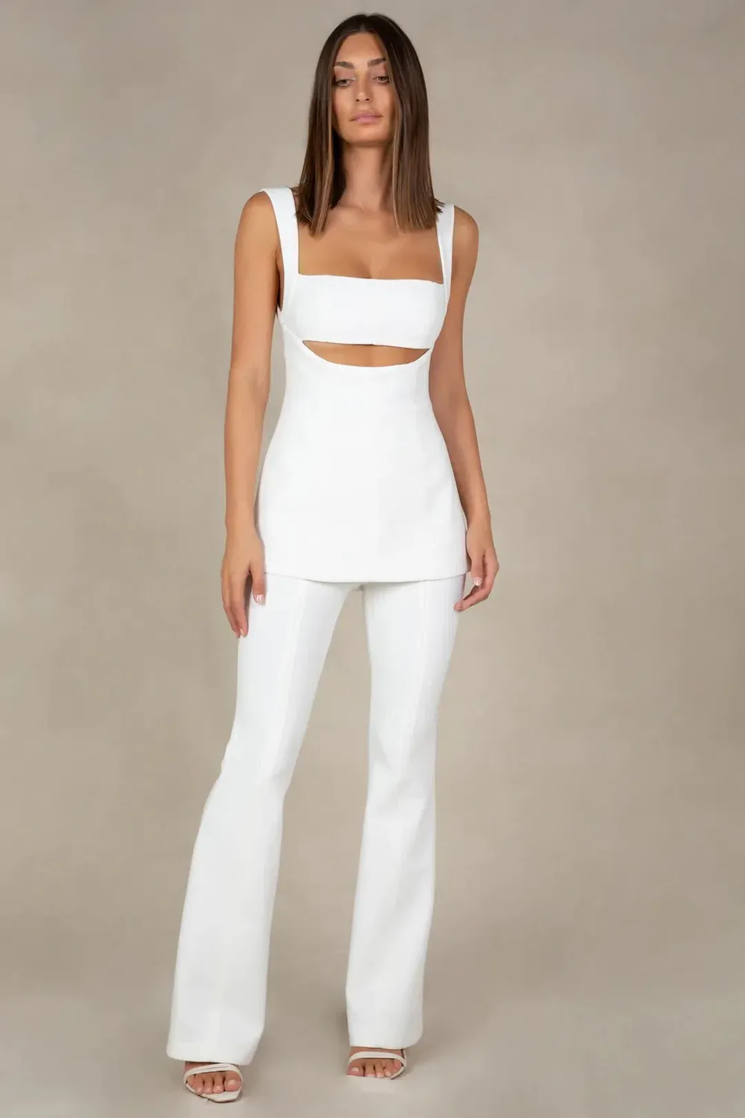 Misha Costanza Bonded Crepe Jumpsuit White Size 10/M for rent on The Volte - main image
