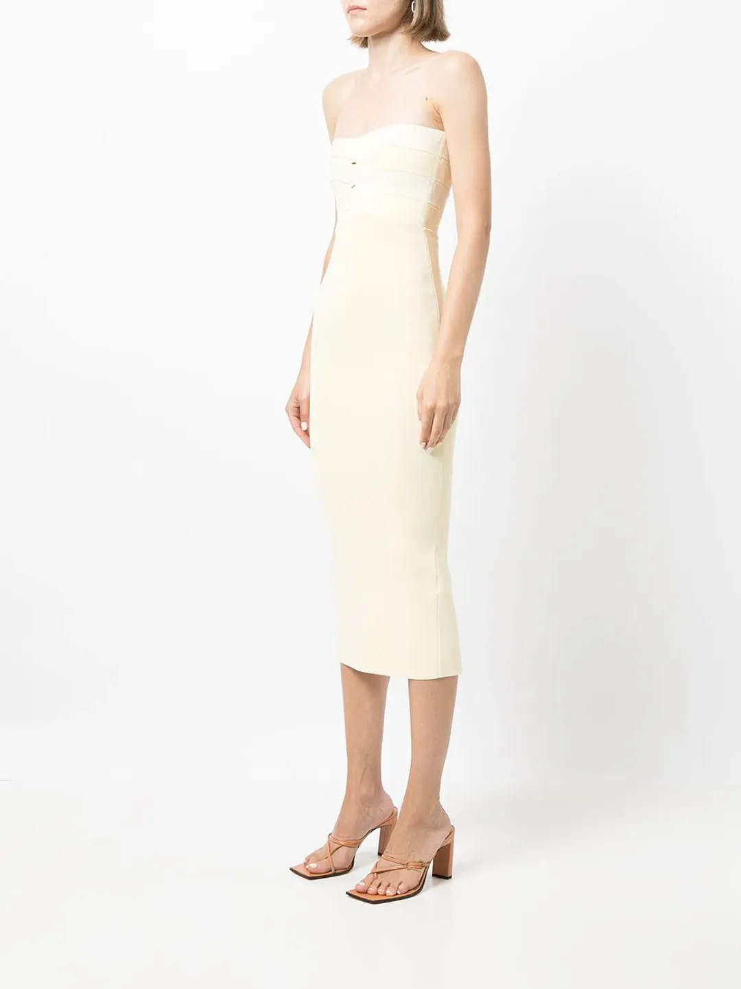 Dion Lee Interlock Bustier Dress Yellow/Cream Size S/ AU 8 for rent on The Volte - main image