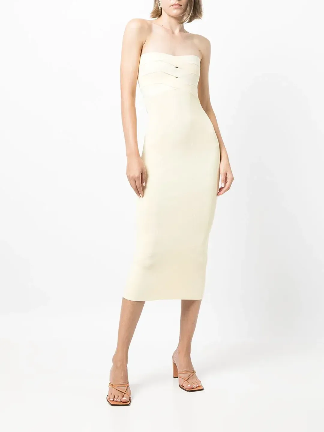 Dion Lee Interlock Bustier Dress Yellow/Cream Size S/ AU 8 for rent on The Volte - main image