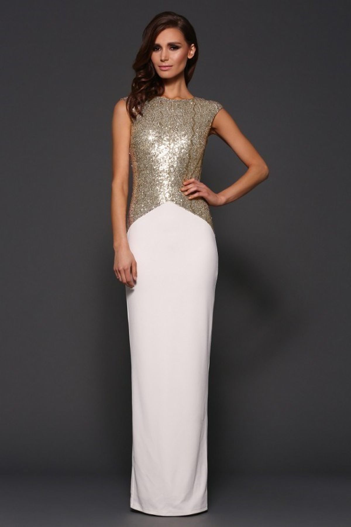 Elle Zeitoune White Gold Ruby Dress size 10 for rent on The Volte - main image