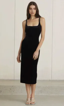 Bec & Bridge Velours Midi Dress Black Size 10  for rent on The Volte - image 1