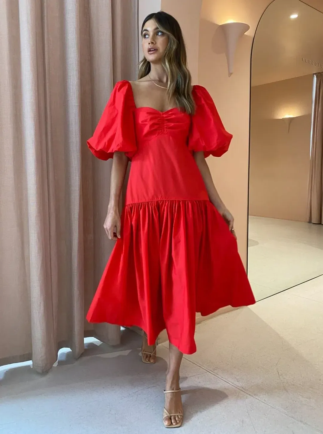 Steele Luna Midi Dress Scarlet Size 8 for rent on The Volte - main image