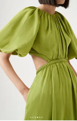 Aje Capucine Puff Sleeve Midi Dress Green Size 10 for rent on The Volte - image 2