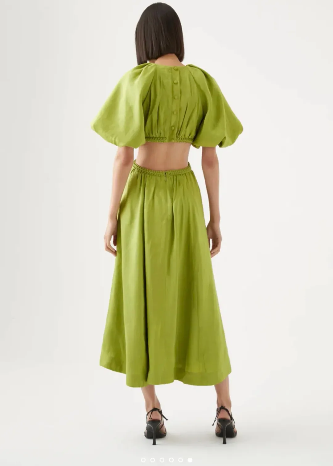 Aje Capucine Puff Sleeve Midi Dress Green Size 10 for rent on The Volte - main image