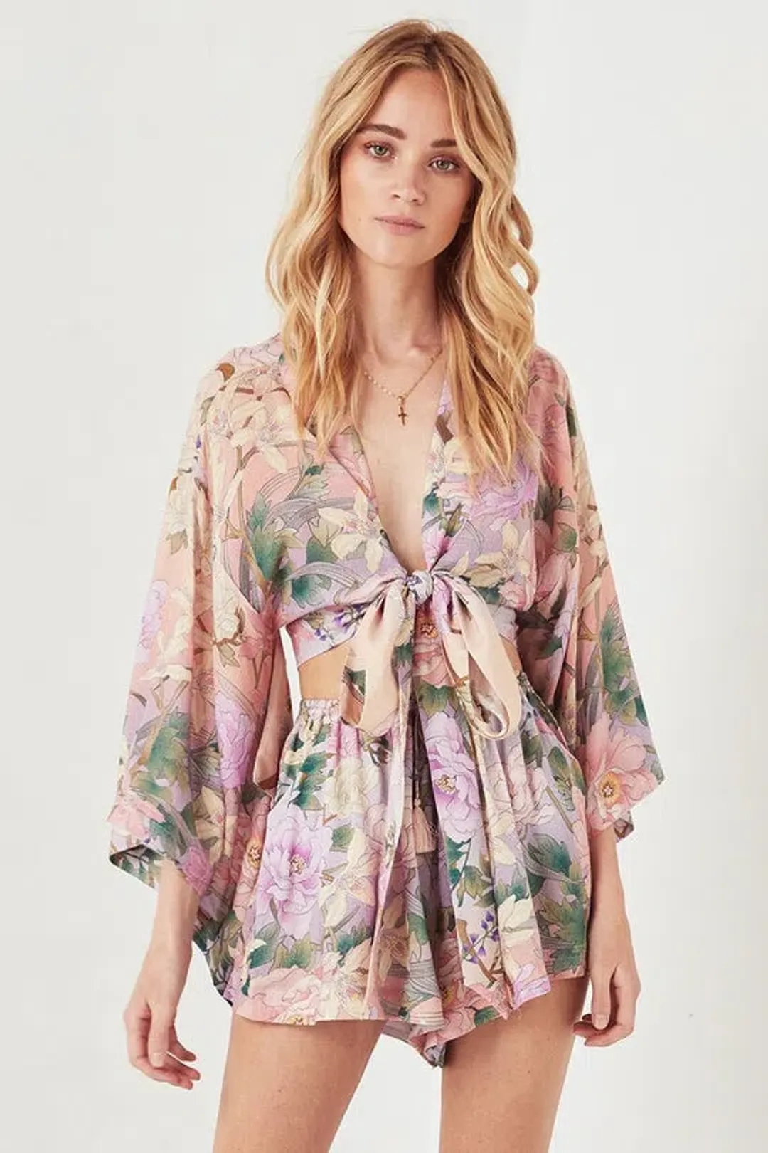 Spell Lily Kimono Top Size L and Flutter Shorts Size XL Set Print for rent on The Volte - main image