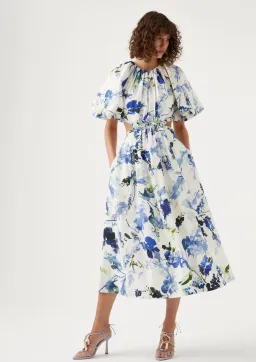 Aje Capucine Puff Sleeve Midi Dress Lavenders of Provence Print Size 8 for rent on The Volte - image 1