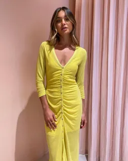 Suboo Asha Long Sleeve Button Front Dress Lemon Size L / AU 12 for rent on The Volte - image 2