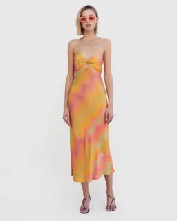 Suboo Sundown Twist Front Slip Dress Sunset Ombre Size L / Au 12 for rent on The Volte - image 1