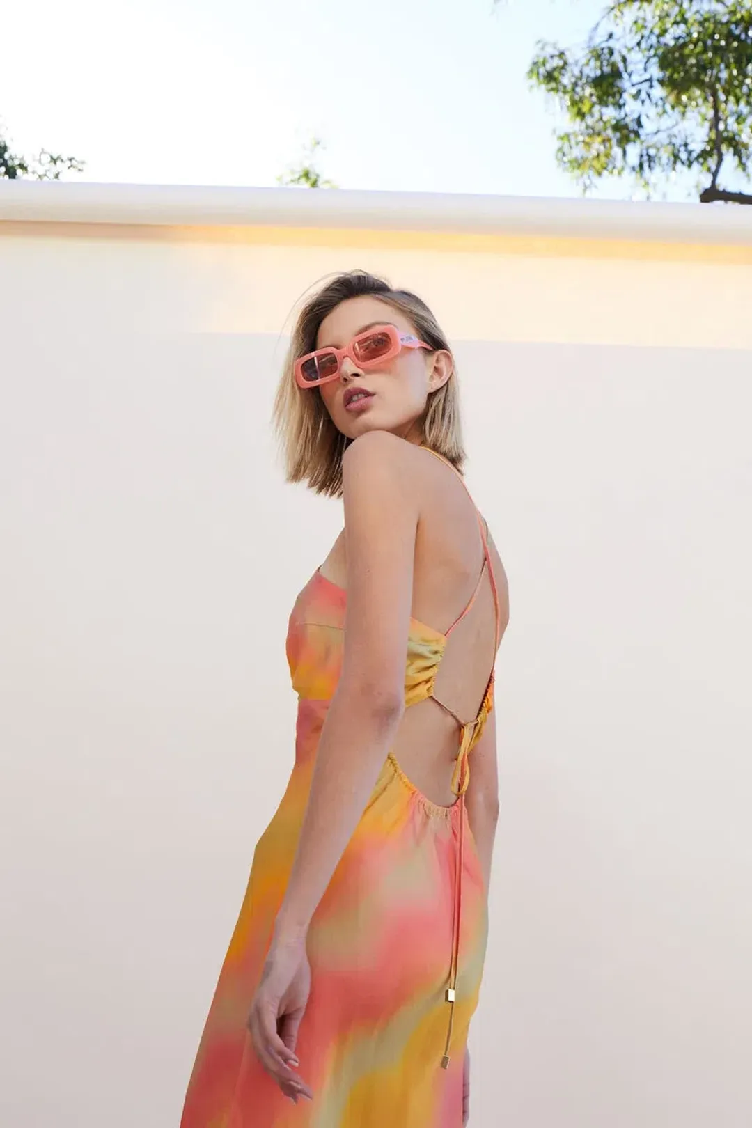 Suboo Sundown Twist Front Slip Dress Sunset Ombre Size XS / Au 6 for rent on The Volte - main image