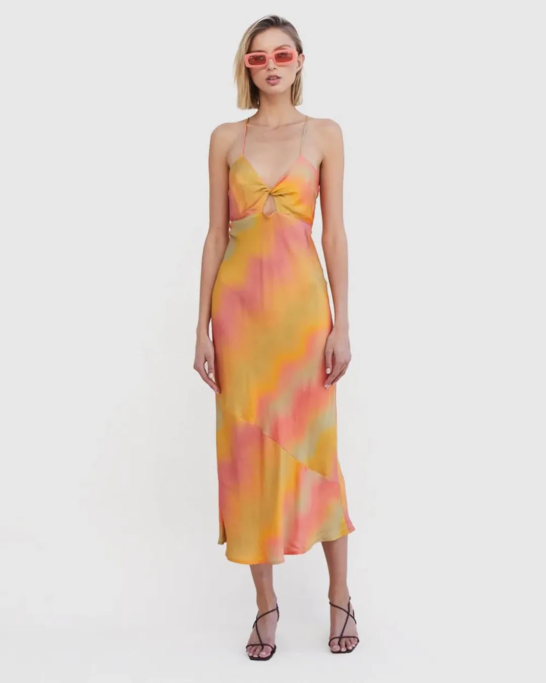 Suboo Sundown Twist Front Slip Dress Sunset Ombre Size XS / Au 6 for rent on The Volte - main image