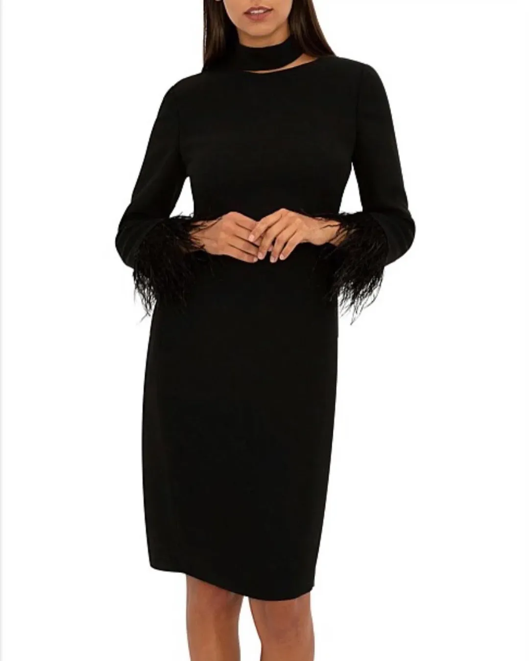 Carla Zampatti Feather Cocktail Dress Black Size 4 for rent on The Volte - main image