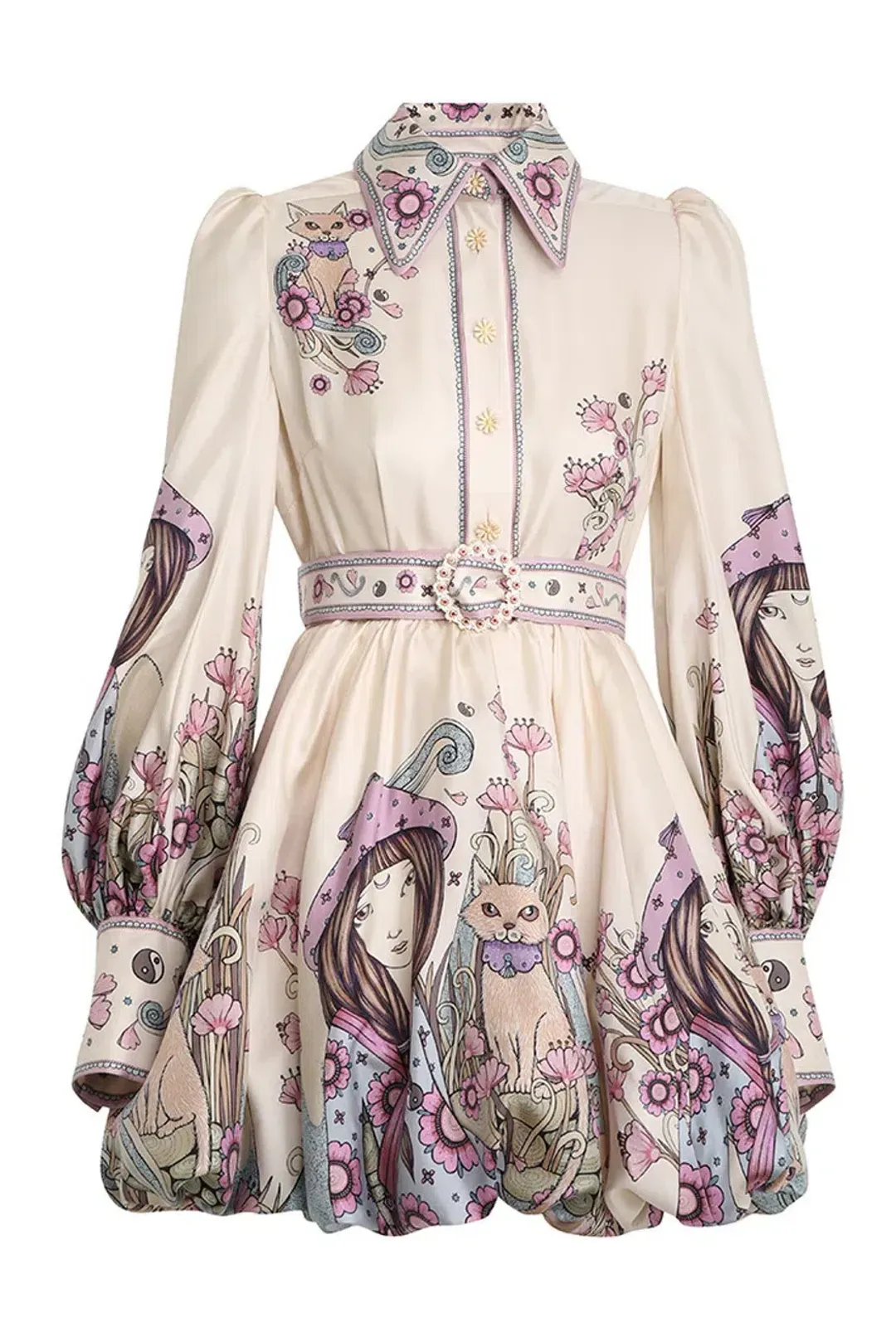 Zimmermann The Celestial Bubble Shirt Dress Print Size 8 for rent on The Volte - main image