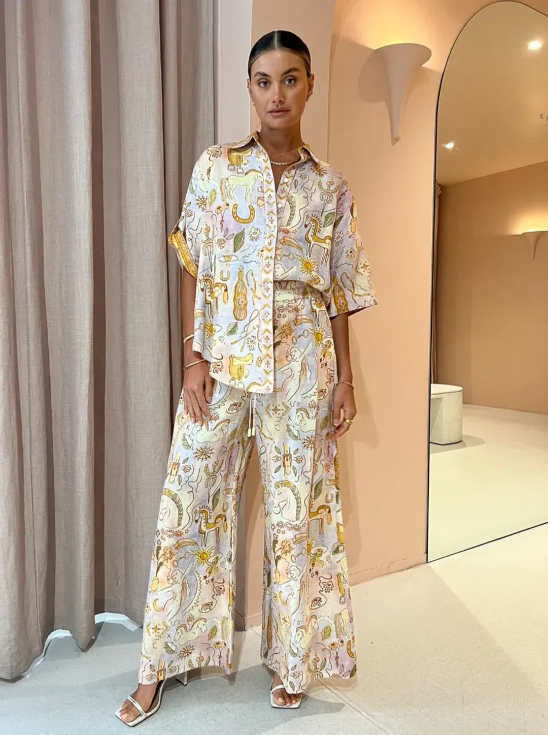 Alemais Solitaire Shirt and Pant Set Watercolor Size 8  for rent on The Volte - main image