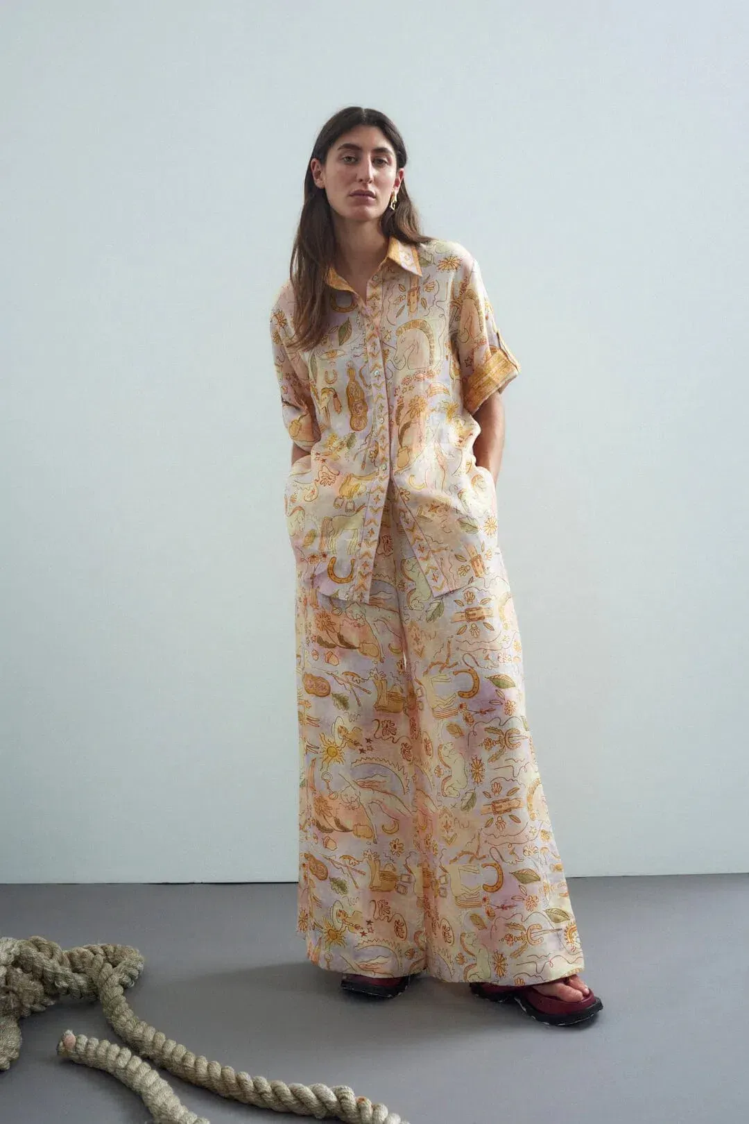 Alemais Solitaire Shirt and Pant Set Watercolor Size 8  for rent on The Volte - main image
