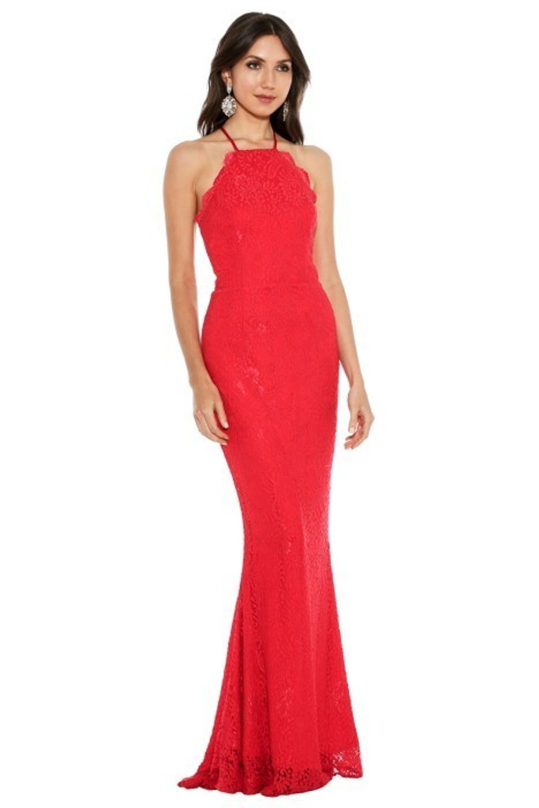 Elle Zeitoune Red Lace Lori Dress size 12 for rent on The Volte - main image