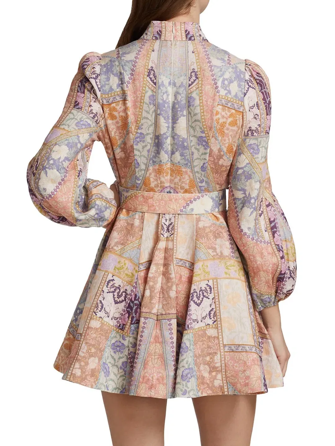 Zimmermann Kaleidoscope Buttoned Mini Dress Multi Swirl Floral Size 1 / Au 10 for rent on The Volte - main image