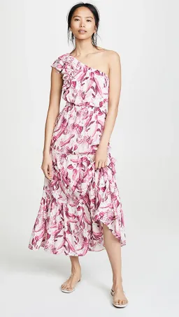 Steele Mahana One Shoulder Dress Print Size 8  for rent on The Volte - image 1