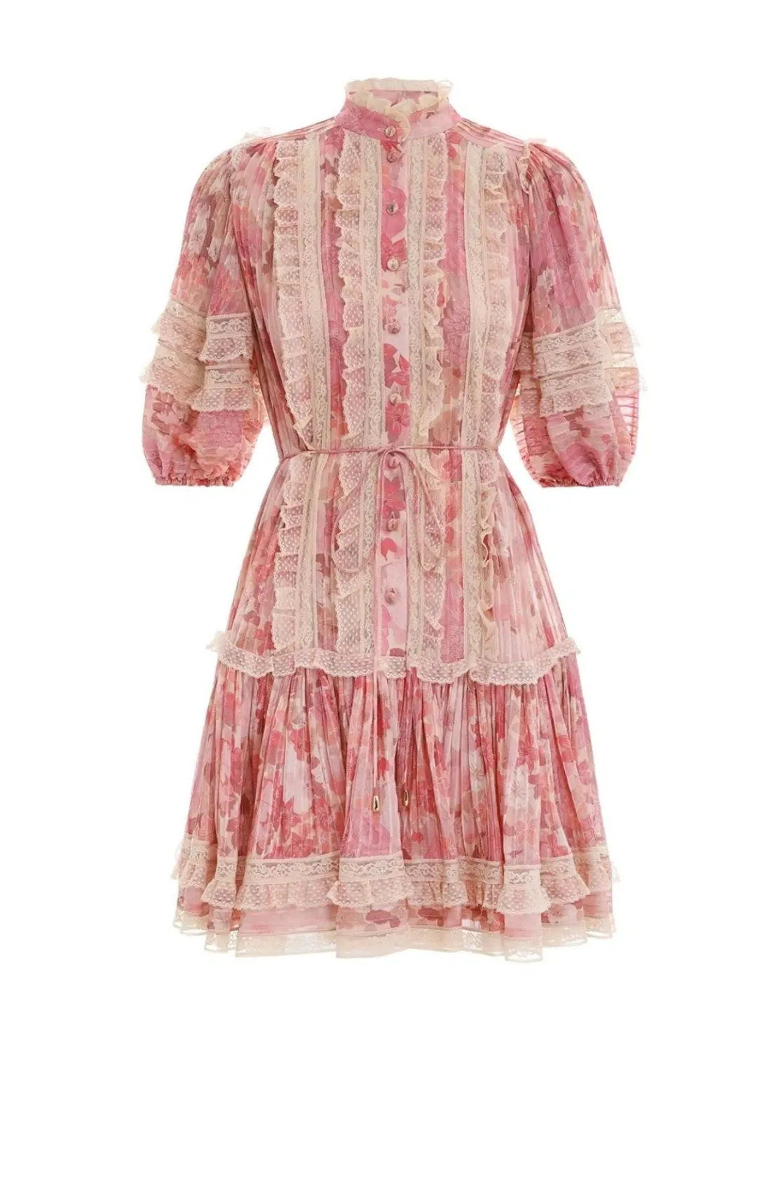 Zimmermann Concert Pintucked Mini Dress Cherry Meadows Size 1 / Au 10 for rent on The Volte - main image