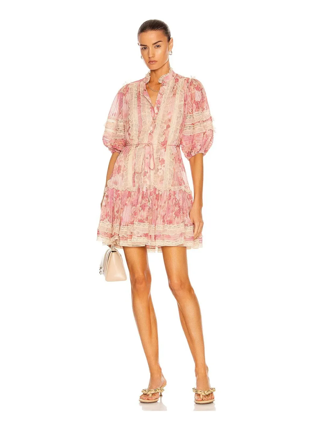Zimmermann Concert Pintucked Mini Dress Cherry Meadows Size 1 / Au 10 for rent on The Volte - main image