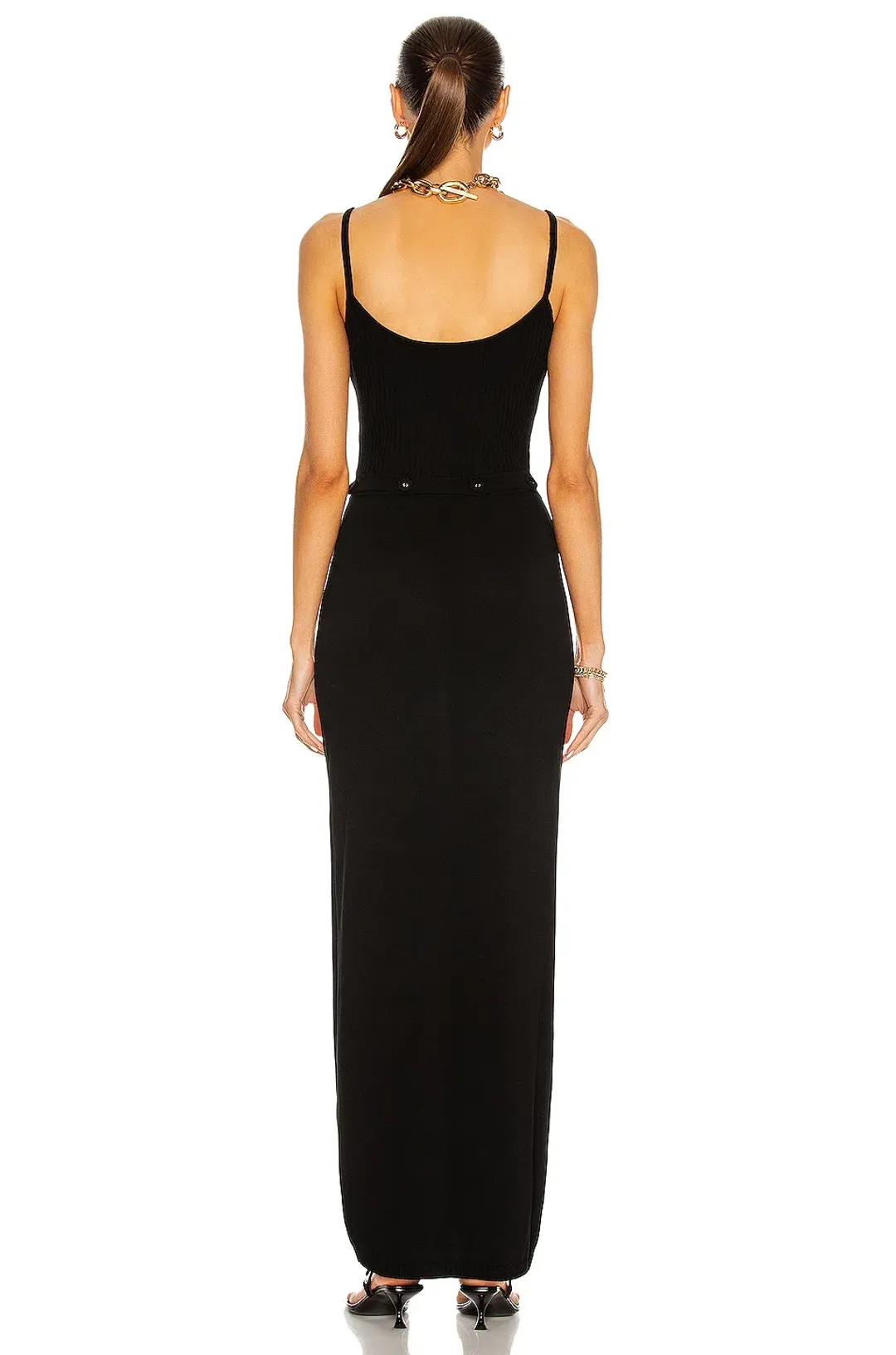 Christopher Esber Ruched Disconnect Cami Knit Dress Black Size 8 for rent on The Volte - main image