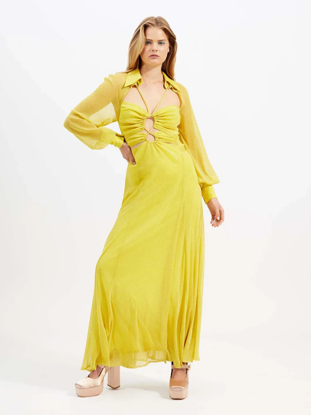 Alice McCall Sunset Kiss Midi Dress in Mango Size 10 for rent on The Volte - main image