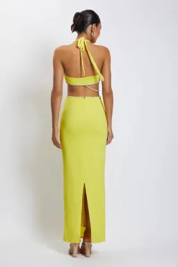 Meshki Nicha Diamante Cut Out Midi Dress Yellow Size 8 for rent on The Volte - image 2