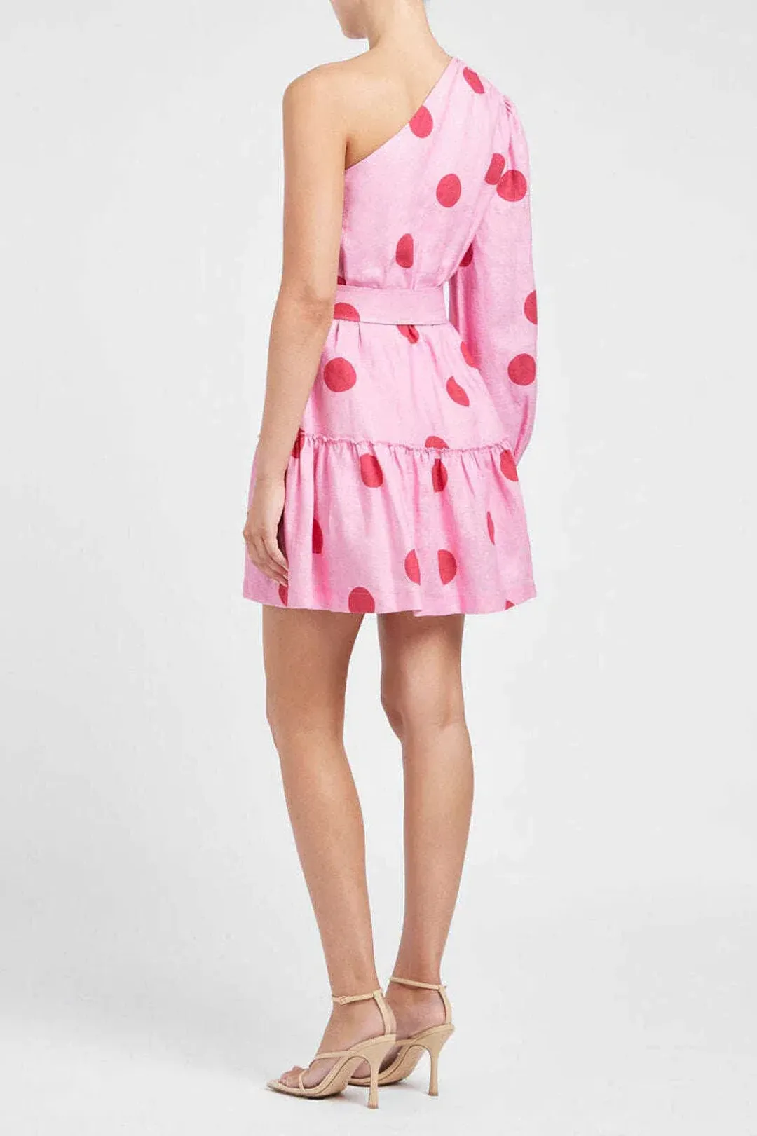 Rebecca Vallance Dalia One Sleeve Mini Dress Pink Size 14 for rent on The Volte - main image