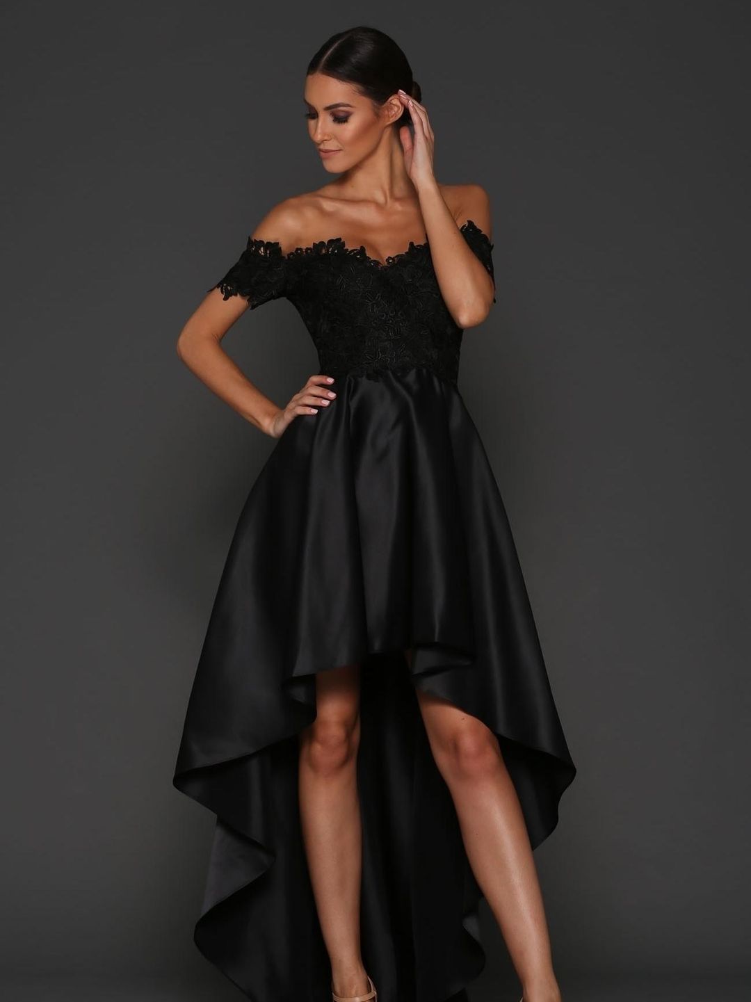 Elle Zeitoune Rosie Strapless Black Lace Dress Size 10 for rent on The Volte - main image