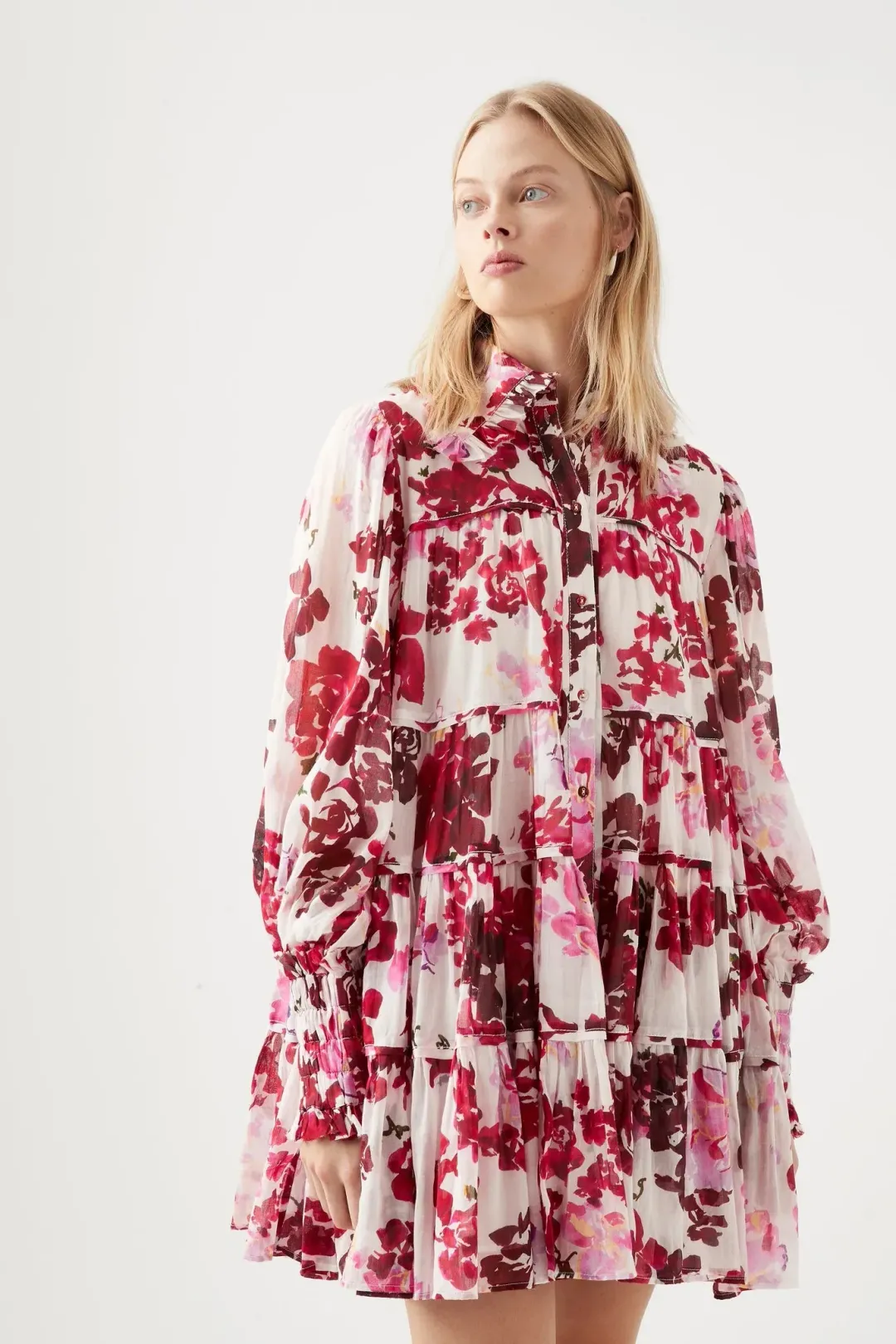 Aje Wilderness Smock Dress Roses Of Provence Print Size 8 for rent on The Volte - main image