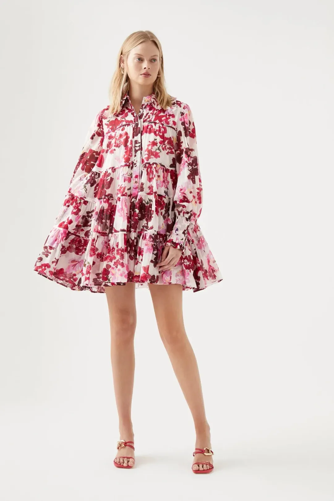 Aje Wilderness Smock Dress Roses Of Provence Print Size 8 for rent on The Volte - main image